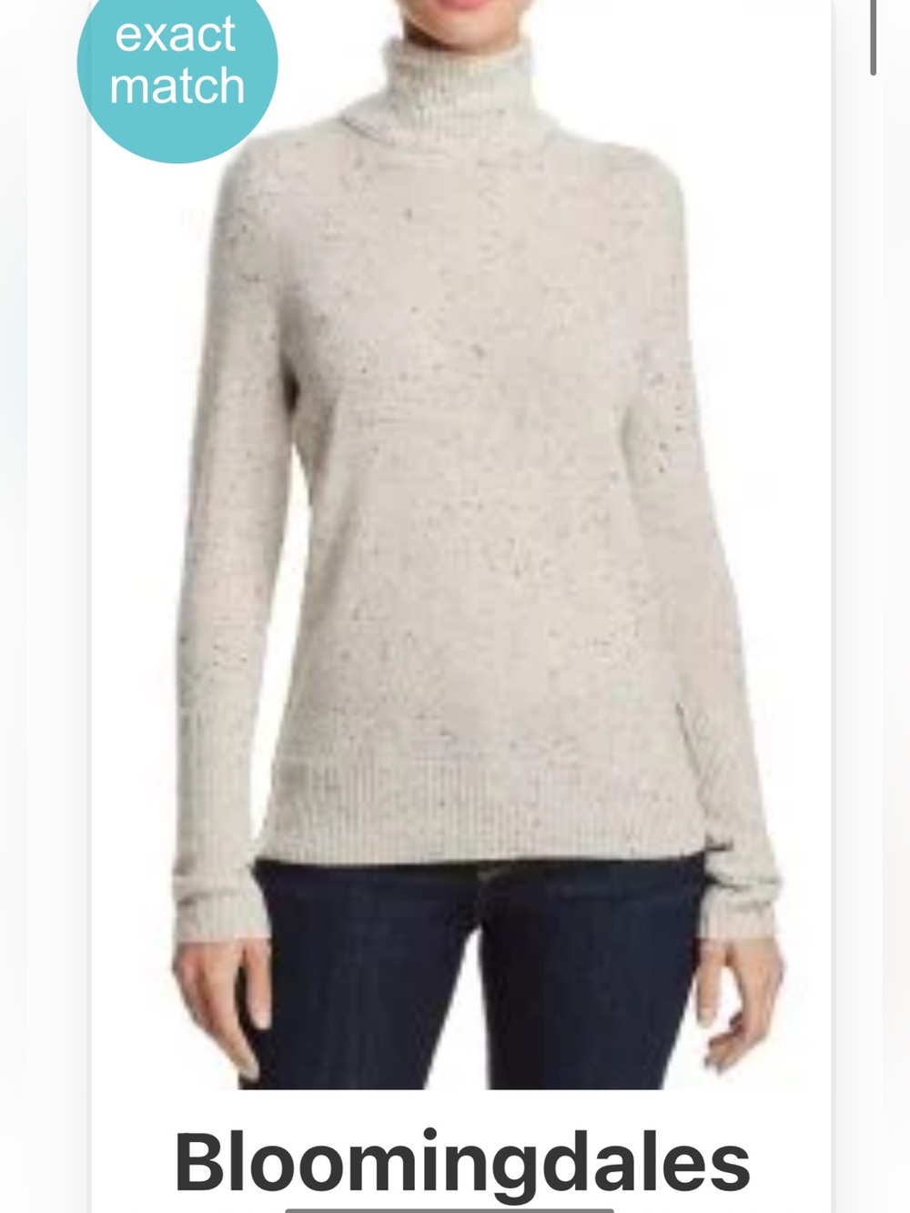 Rare Speckled C By Bloomingdale 100% Cashmere Turtleneck Sweater Beige Tan M TV